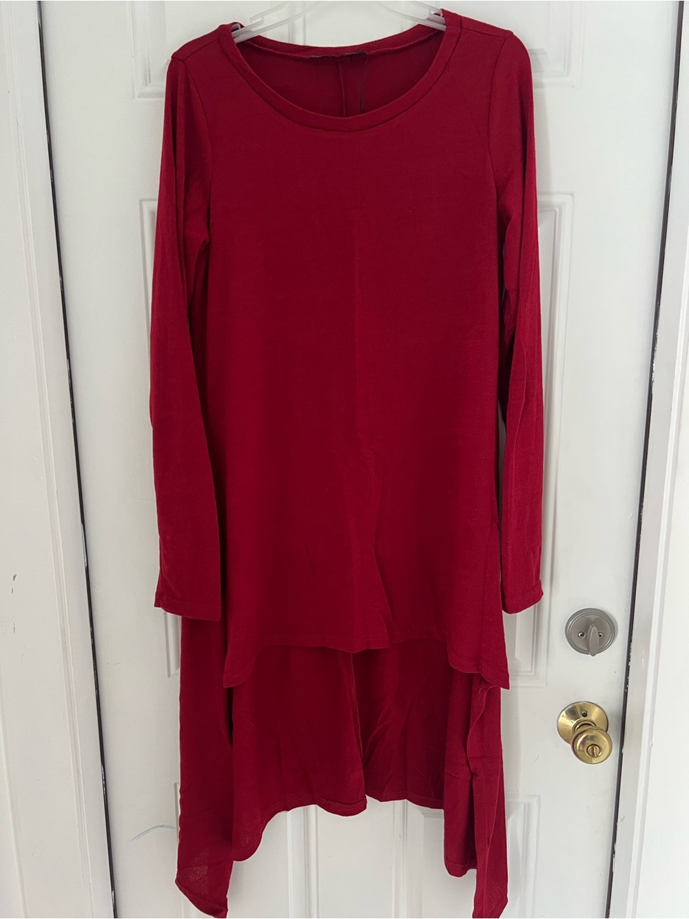 Zanzea Collection Women's Maroon Red Long Sleeve Hi-Low Top  Size S New # 597
